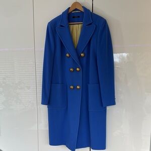 Elegant Blue Double-Breasted Women's Coat